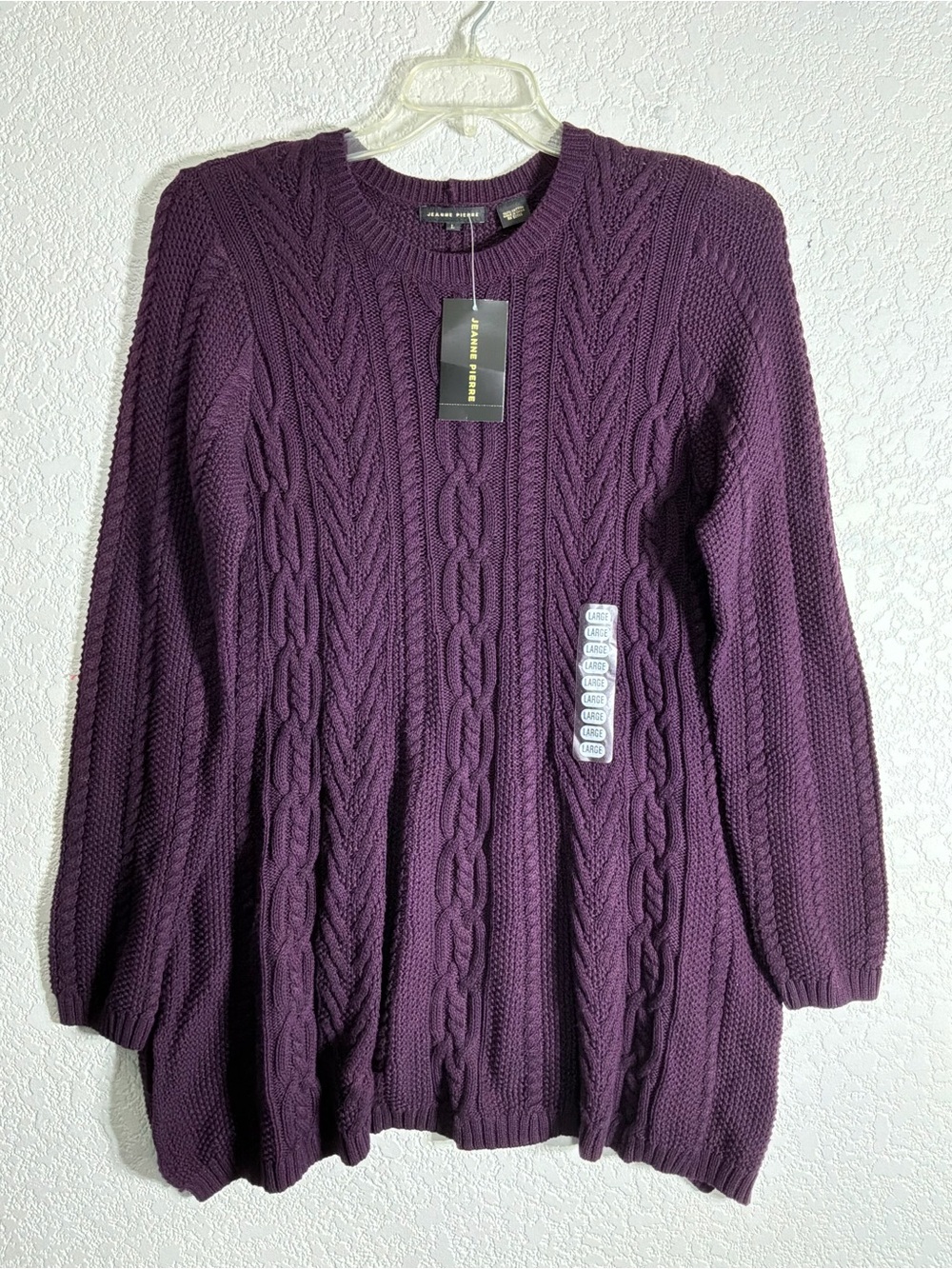Jeanne Pierre Purple Cable Knit Women’s Sweater NWT Size L